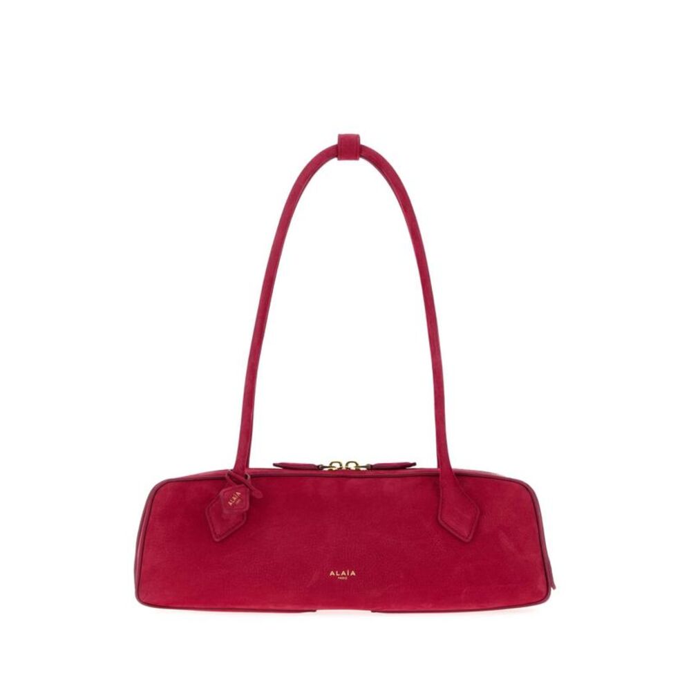 Alaia Women Fuchsia Suede Medium Le Teckel Shoulder Bag